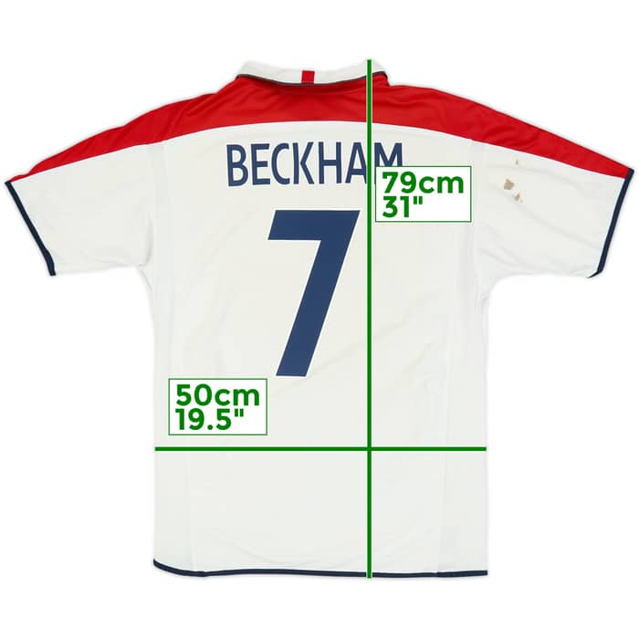 2003-05 England Home Shirt Beckham #7 - 5/10 - (L)