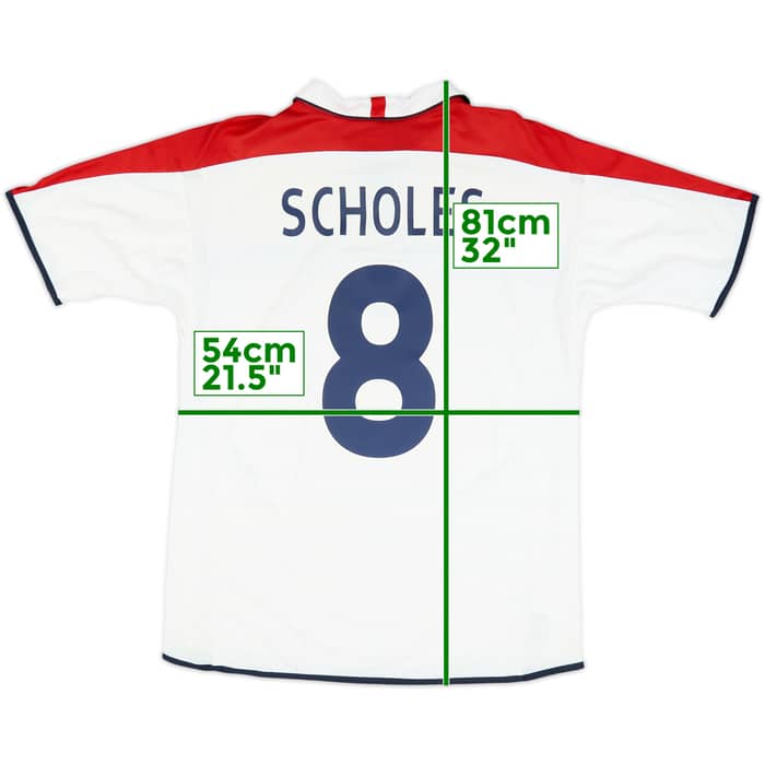 2003-05 England Home Shirt Scholes #8 - 7/10 - (L)