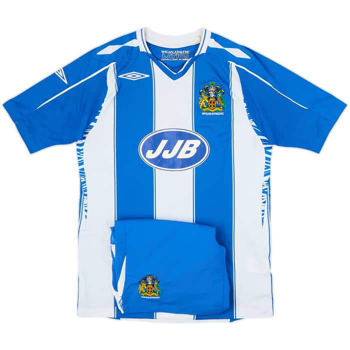 2007-08 Wigan Home Shirt and Shorts Valencia #16 - 8/10 - (S)