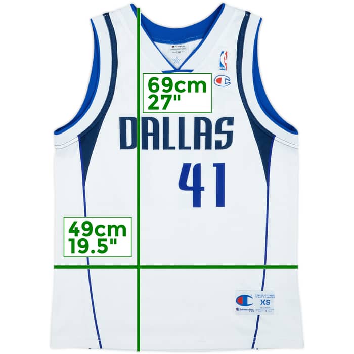 2001-10 Dallas Mavericks Nowitzki #41 Champion Home Jersey - 8/10 - (XS)