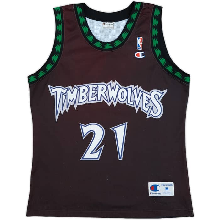 1997-07 Minnesota Timberwolves Garnett #21 Champion Alternate Jersey - 4/10 - (M)