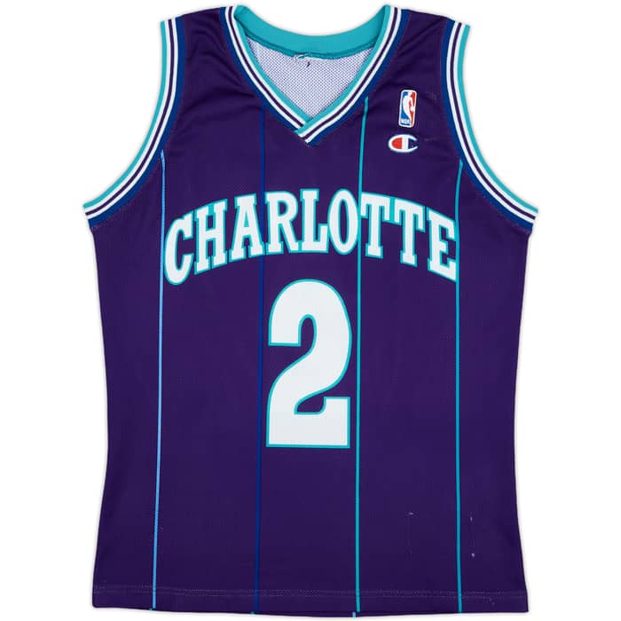 1994-97 Charlotte Hornets L.Johnson #2 Champion Alternate Jersey - 5/10 - (S)