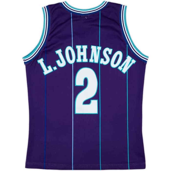 1994-97 Charlotte Hornets L.Johnson #2 Champion Alternate Jersey - 5/10 - (S)
