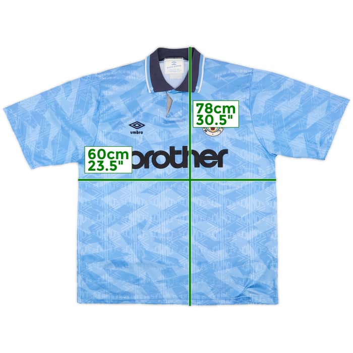 1991-93 Manchester City Home Shirt - 8/10 - (L)