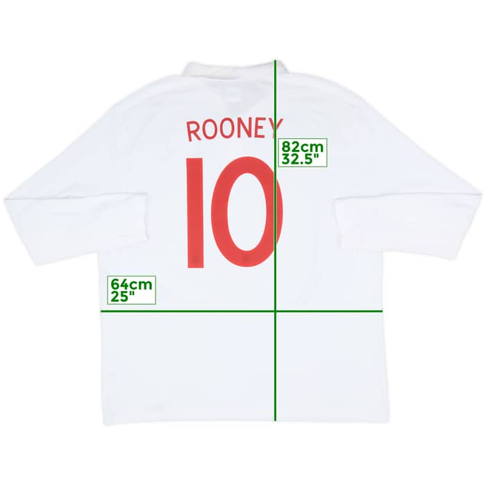 2010-11 England Home L/S Shirt Rooney #10 - 9/10 - (3XL)