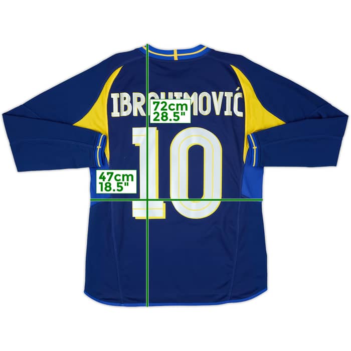 2004-06 Sweden Away L/S Shirt Ibrahimovic #10 - 9/10 - (S)