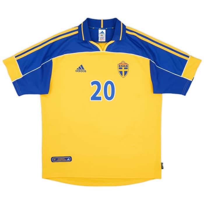 2000-02 Sweden Home Shirt Larsson #20 - 7/10 - (L)
