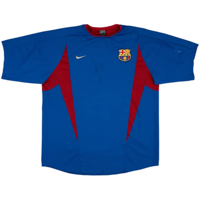 2002-03 Barcelona Nike Player Issue Signed Training Shirt - 5/10 - (XL)