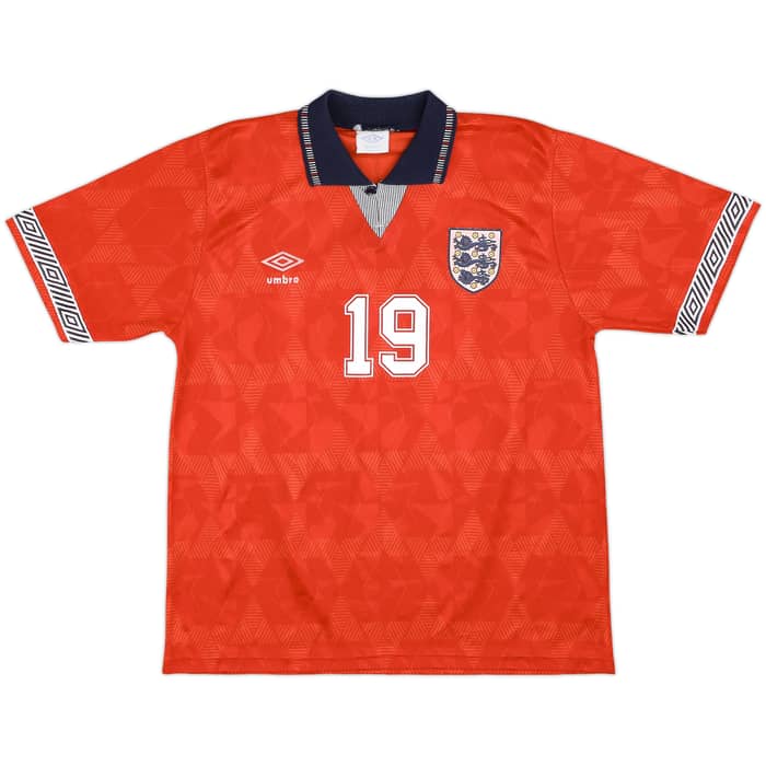 1990-93 England Away Shirt Gascoigne #19 - 8/10 - (M)
