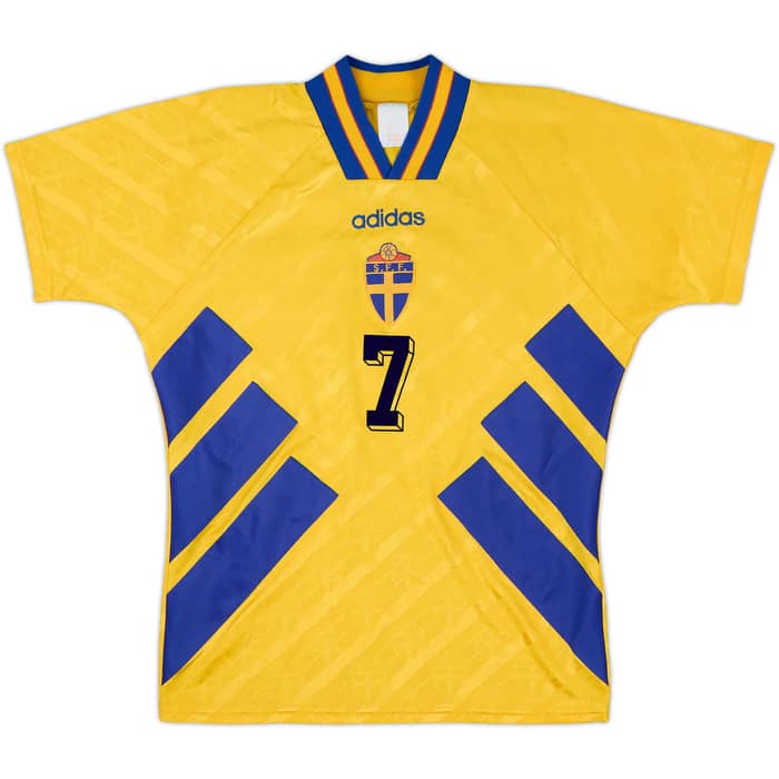 1994-96 Sweden Home Shirt Larsson #7 - 7/10 - (S)
