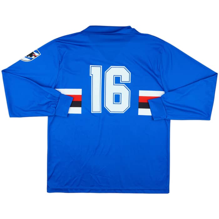 1991-92 Sampdoria Home L/S Shirt #16 - 8/10 - (L|XL)