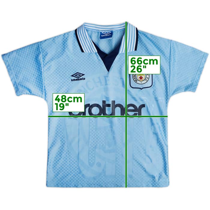 1995-97 Manchester City Home Shirt - 7/10 - (Y)