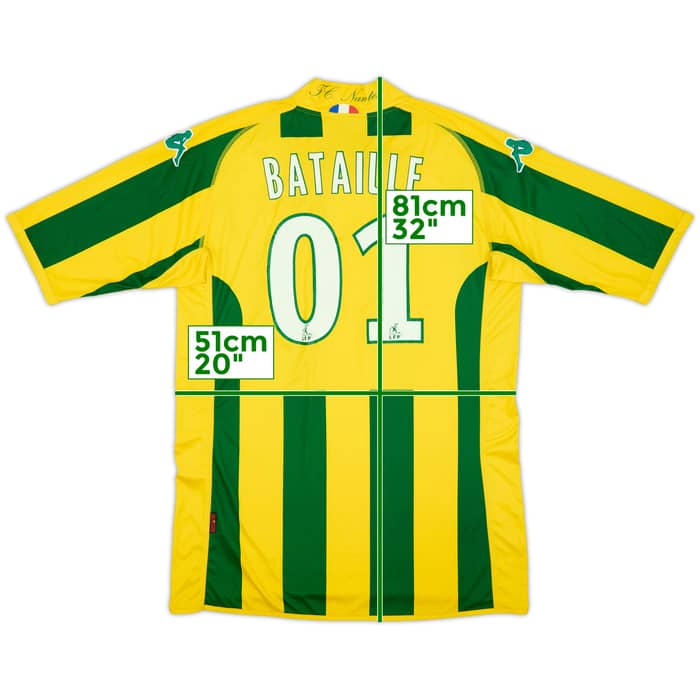 2009-10 Nantes Home Shirt Bataille #01 - 8/10 - (XL)