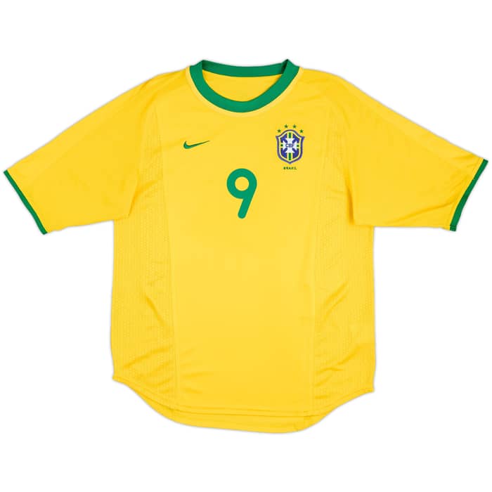 2000-02 Brazil Home Shirt Ronaldo #9 - 8/10 - (M)