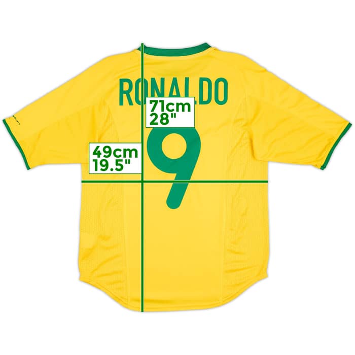 2000-02 Brazil Home Shirt Ronaldo #9 - 8/10 - (M)