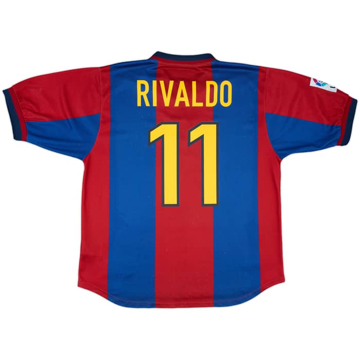 1998-00 Barcelona Home Shirt Rivaldo #11 - 8/10 - (L)