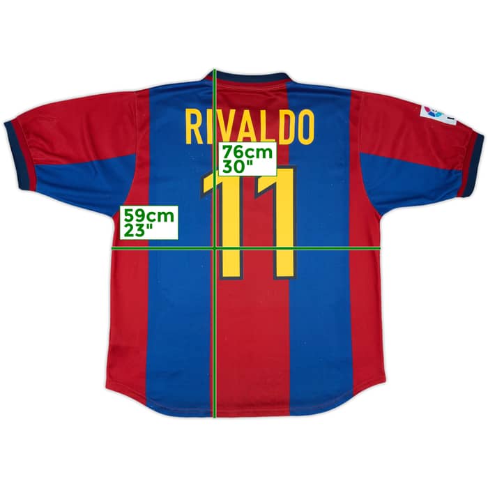 1998-00 Barcelona Home Shirt Rivaldo #11 - 8/10 - (L)