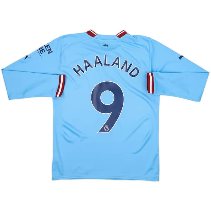 2022-23 Manchester City Home L/S Shirt Haaland #9 - 8/10 - (S)