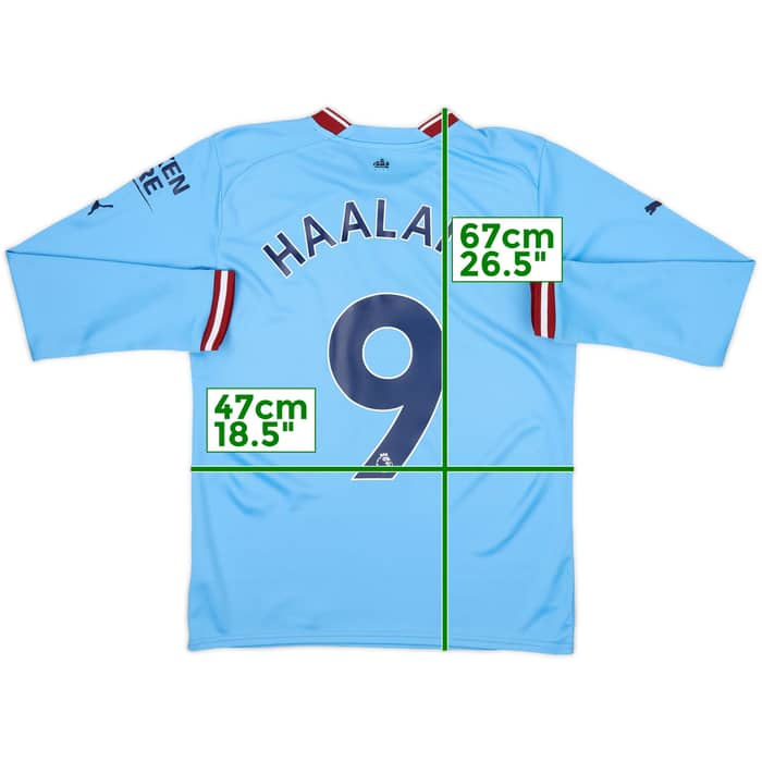 2022-23 Manchester City Home L/S Shirt Haaland #9 - 8/10 - (S)