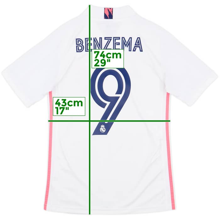 2020-21 Real Madrid Home Shirt Benzema #9 - 9/10 - (XS)