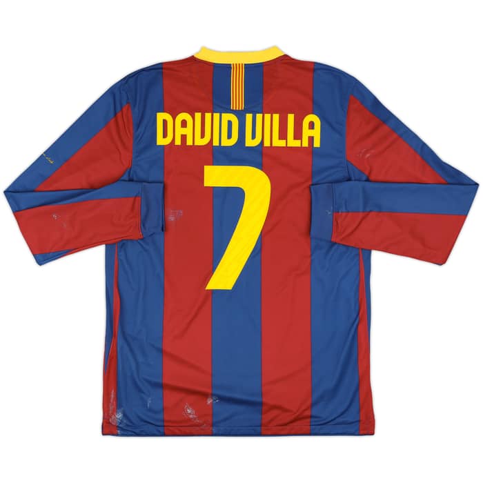 2010-11 Barcelona Home L/S Shirt David Villa #7 - 5/10 - (L)