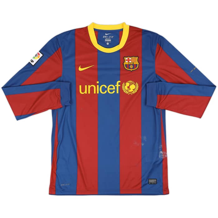 2010-11 Barcelona Home L/S Shirt David Villa #7 - 5/10 - (L)
