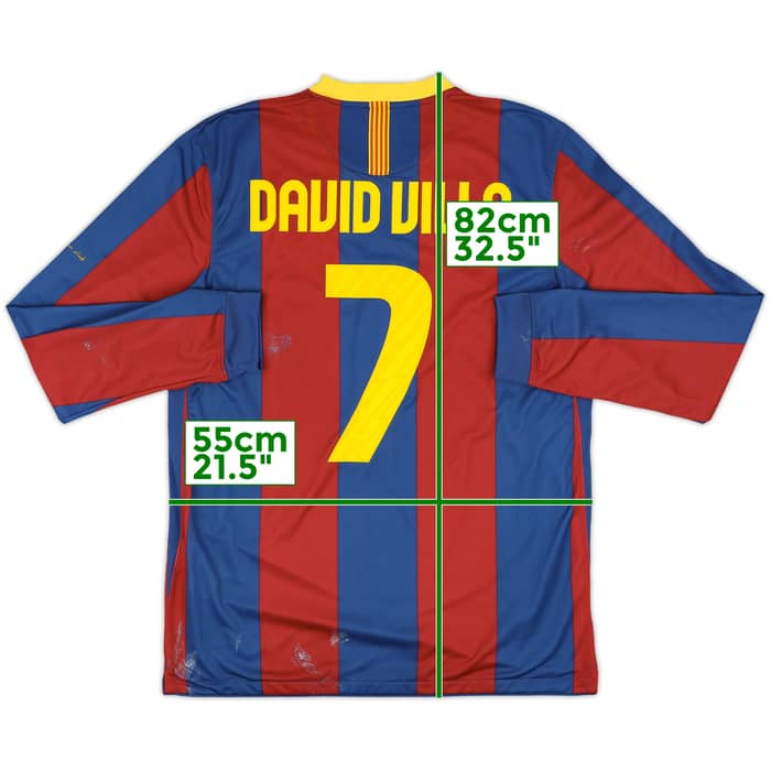 2010-11 Barcelona Home L/S Shirt David Villa #7 - 5/10 - (L)