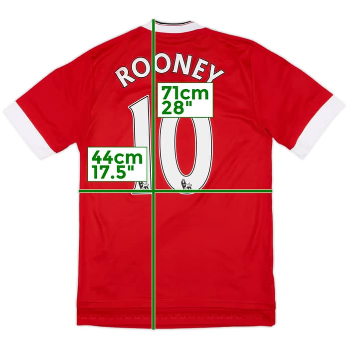 2015-16 Manchester United Home Shirt Rooney #10 - 9/10 - (XS)