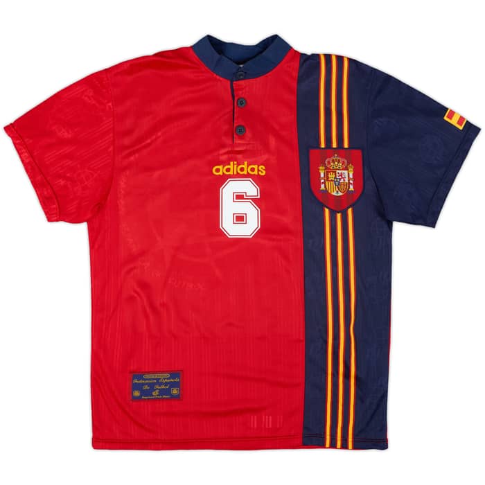 1996-98 Spain Home Shirt & Shorts R.Hierro #6 - 7/10 - (S)