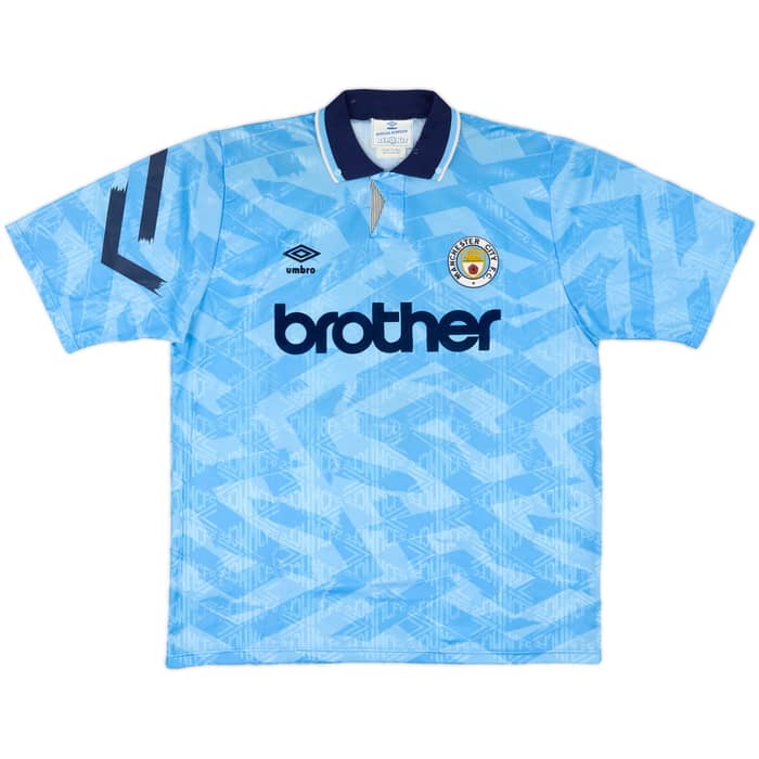 1991-93 Manchester City Home Shirt - 9/10 - (XL)