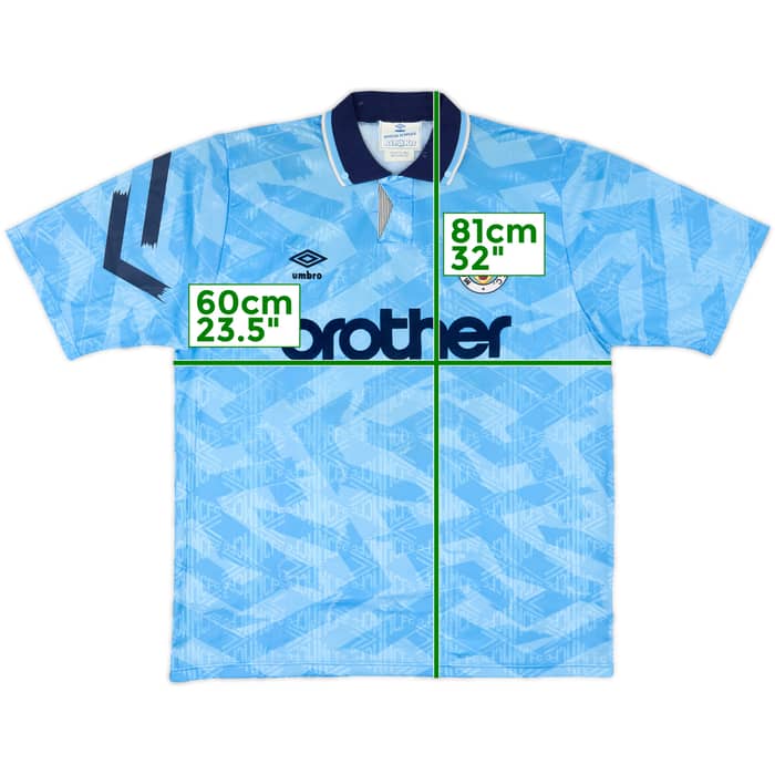 1991-93 Manchester City Home Shirt - 9/10 - (XL)