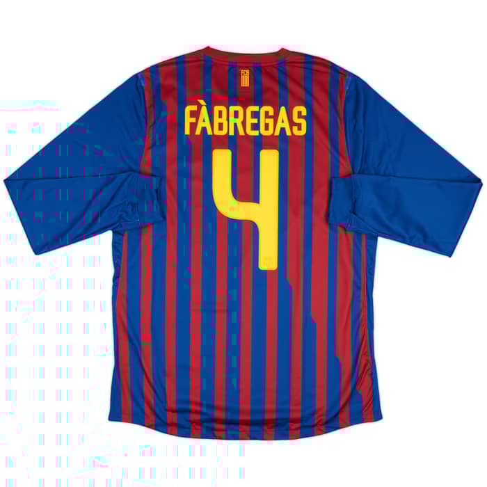 2011-12 Barcelona Player Issue Home L/S Shirt Fabregas #4 (XL)