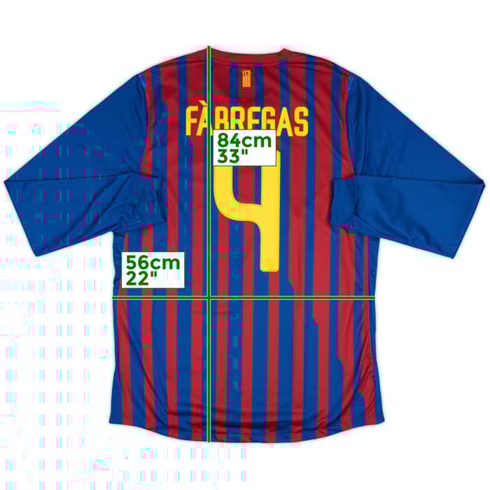 2011-12 Barcelona Player Issue Home L/S Shirt Fabregas #4 (XL)