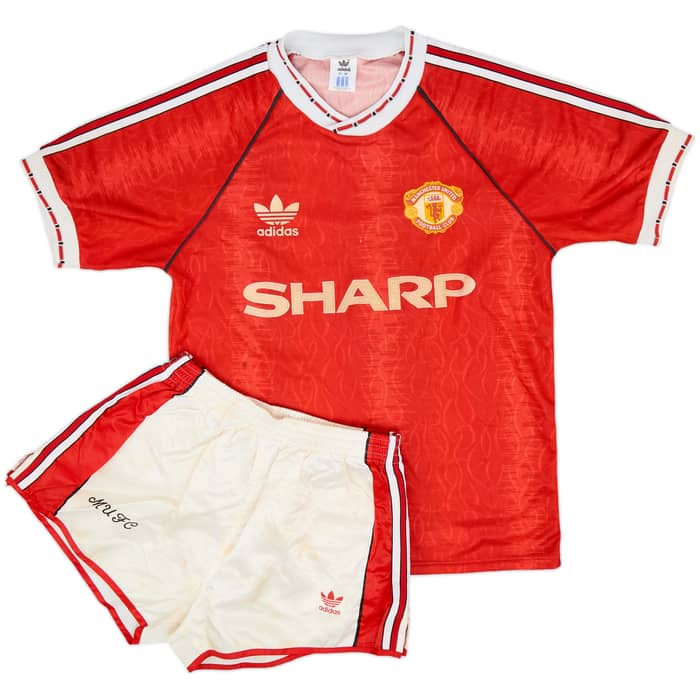 1990-92 Manchester United Home Shirt & Shorts - 6/10 - (S)