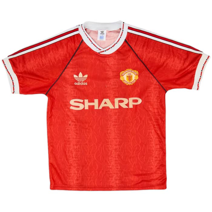 1990-92 Manchester United Home Shirt & Shorts - 6/10 - (S)