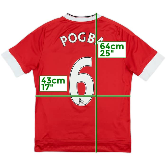 2015-16 Manchester United Home Shirt Pogba #6 - 6/10 - (L.Boys)