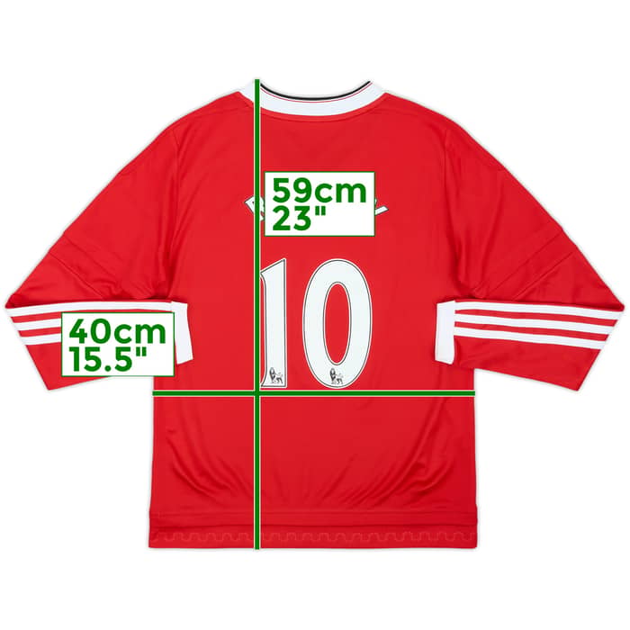 2015-16 Manchester United Home L/S Shirt Rooney #10 - 8/10 - (11-12 Years)