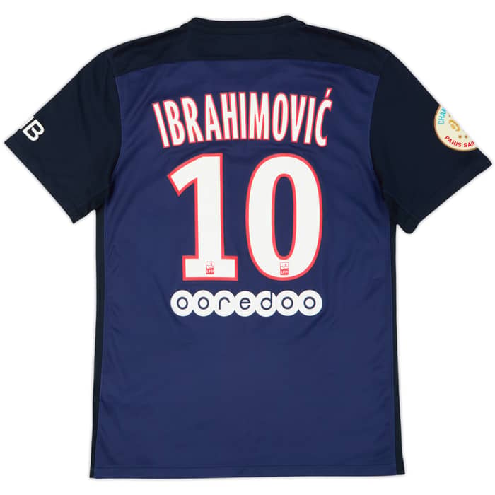 2015-16 Paris Saint-Germain Home Shirt Ibrahimovic #10 - 8/10 - (S)