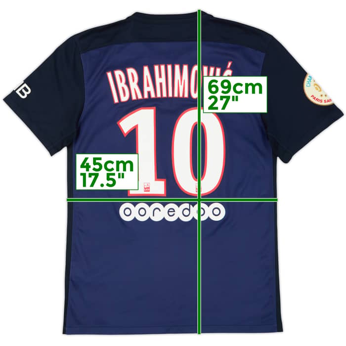 2015-16 Paris Saint-Germain Home Shirt Ibrahimovic #10 - 8/10 - (S)