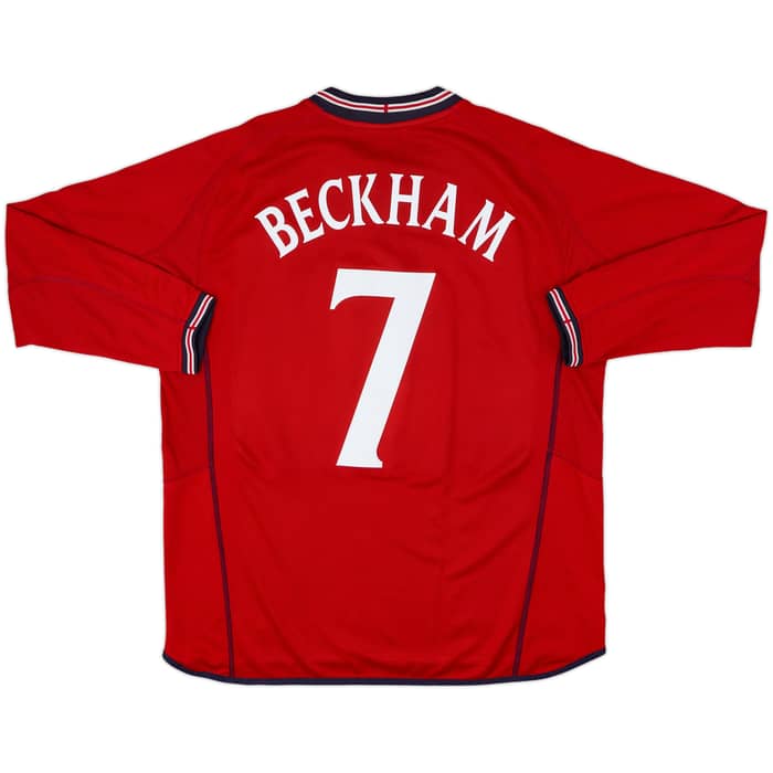 2002-04 England Away L/S Shirt Beckham #7 - 8/10 - (XL)