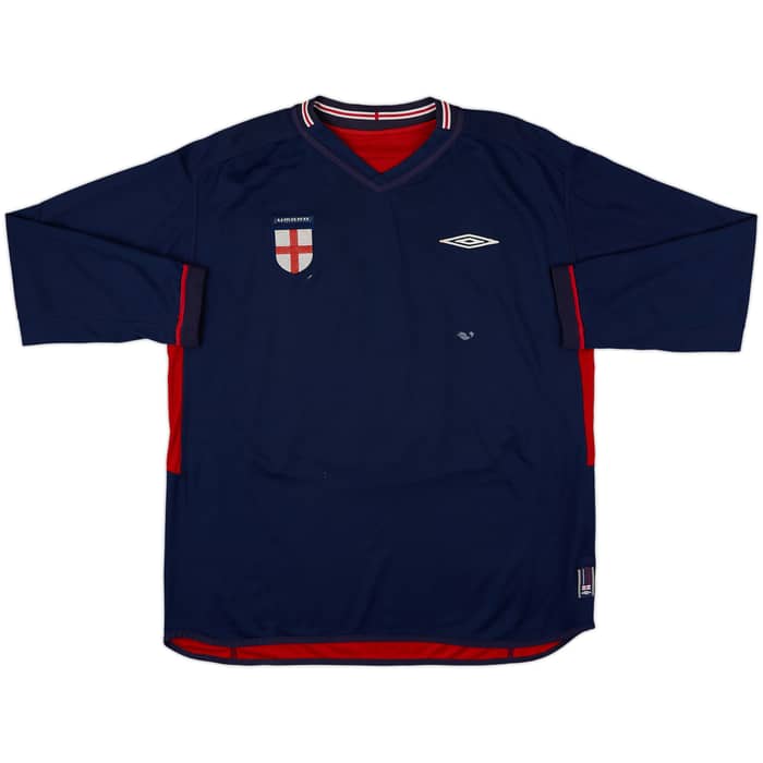 2002-04 England Away L/S Shirt Beckham #7 - 8/10 - (XL)