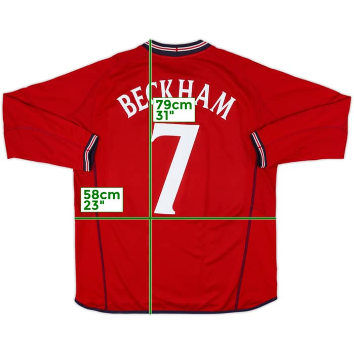 2002-04 England Away L/S Shirt Beckham #7 - 8/10 - (XL)