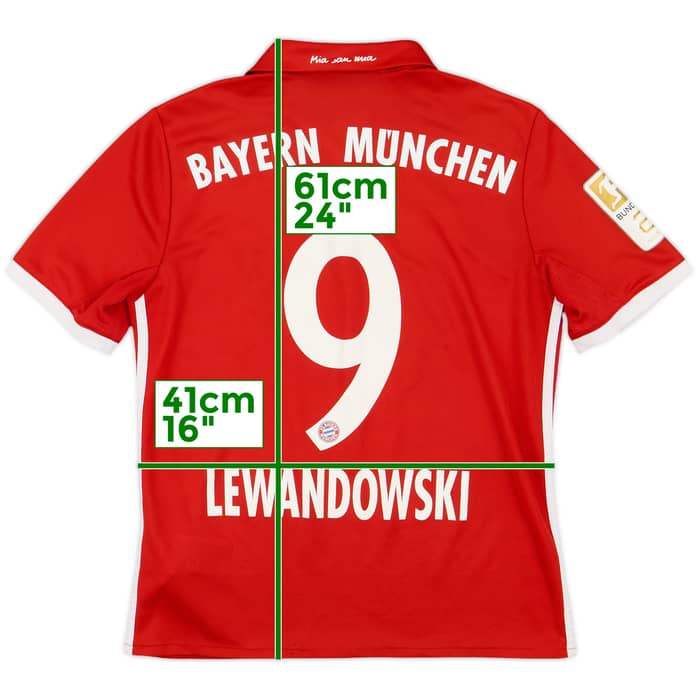 2016-17 Bayern Munich Home Shirt Lewandowski #9 - 7/10 - (L.Boys)