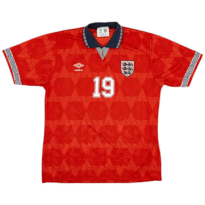 1990-93 England Away Shirt Gascoigne #19 - 6/10 - (L)