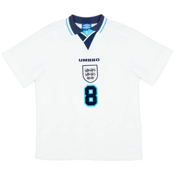 1995-97 England Home Shirt Gascoigne #8 - 8/10 - (L)