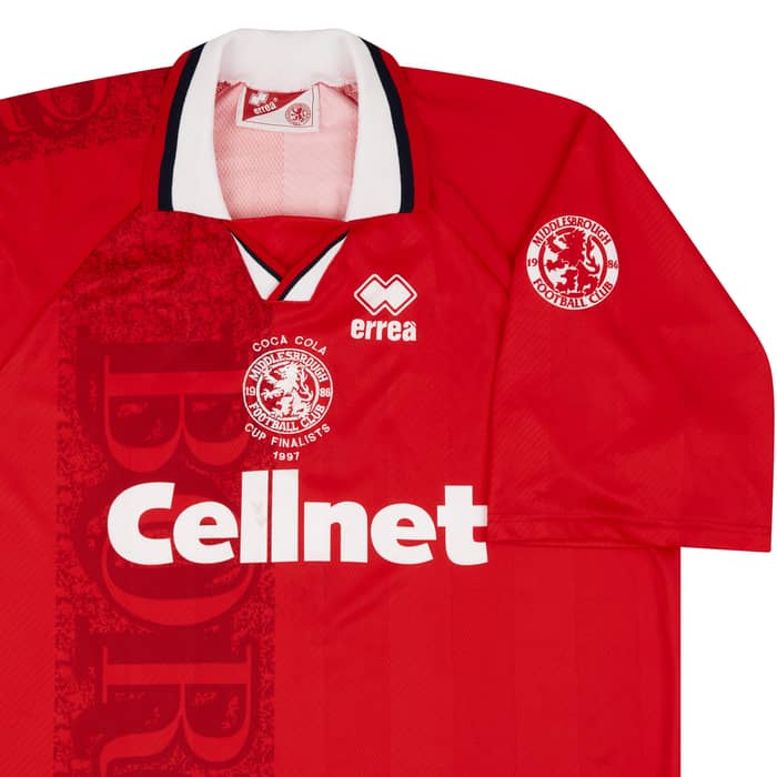 1996-97 Middlesbrough Player Issue League Cup Final Home Shirt Morris #26
