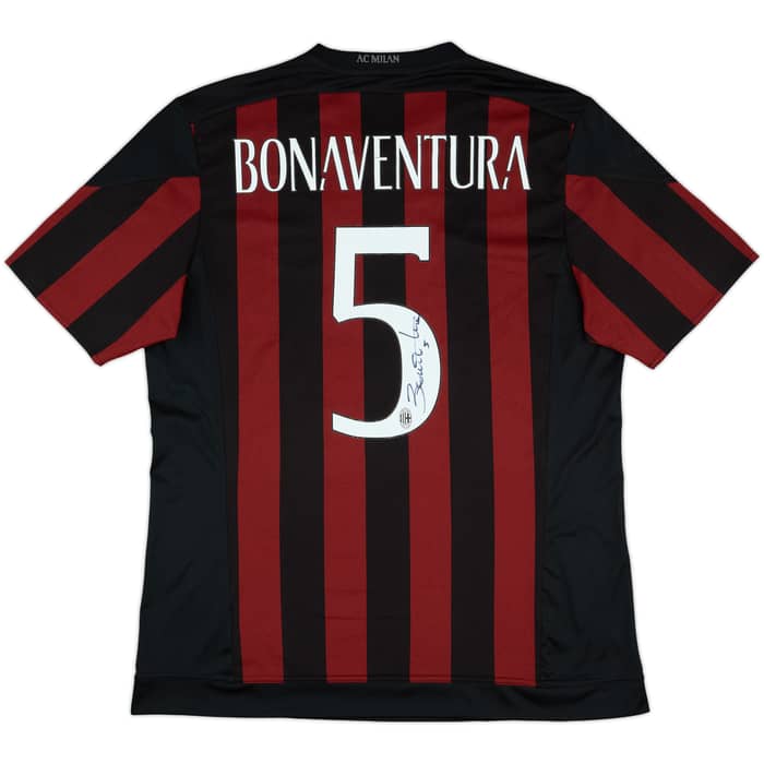 2015-16 AC Milan Signed Home Shirt Bonaventura #5 - 6/10 - (XL)