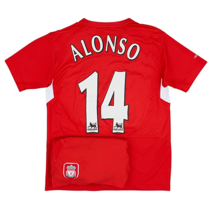 2004-06 Liverpool Home Shirt & Shorts Alonso #14 - 6/10 - (M.Boys)