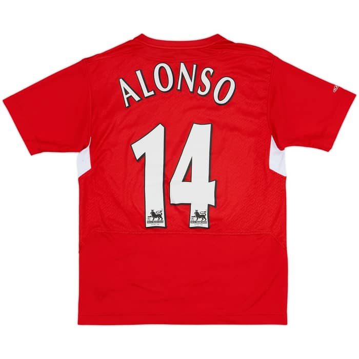 2004-06 Liverpool Home Shirt & Shorts Alonso #14 - 6/10 - (M.Boys)