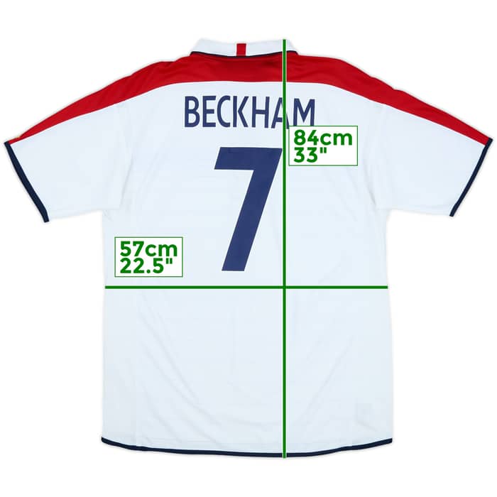 2003-05 England Home Shirt Beckham #7 - 9/10 - (XL)